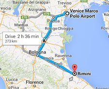 Desde el aeropuerto de Venecia hacia Rímini